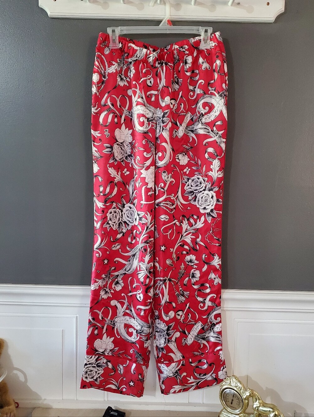 VICTORIA'S SECRET Satin Tattoo Art Wide Leg Pajama Pants S